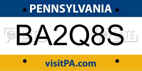 BA2Q8S Pennsylvania License Plate