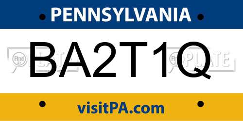 BA2T1Q Pennsylvania License Plate