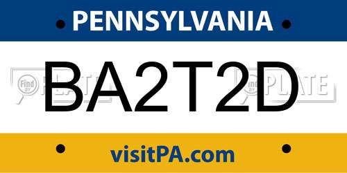 BA2T2D Pennsylvania License Plate