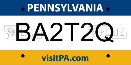 BA2T2Q Pennsylvania License Plate