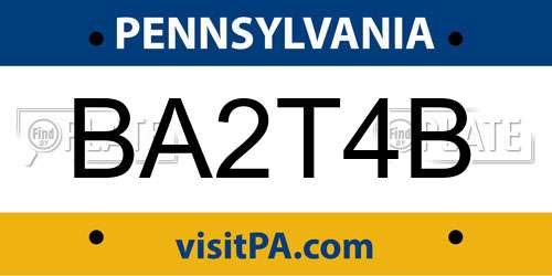 BA2T4B Pennsylvania License Plate
