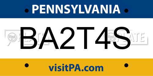 BA2T4S Pennsylvania License Plate