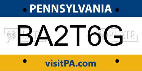 BA2T6G Pennsylvania License Plate