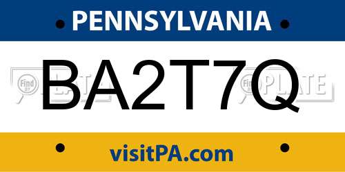 BA2T7Q Pennsylvania License Plate