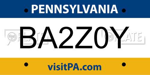 BA2Z0Y Pennsylvania License Plate