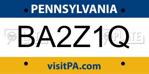 BA2Z1Q Pennsylvania License Plate