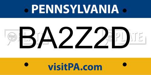 BA2Z2D Pennsylvania License Plate