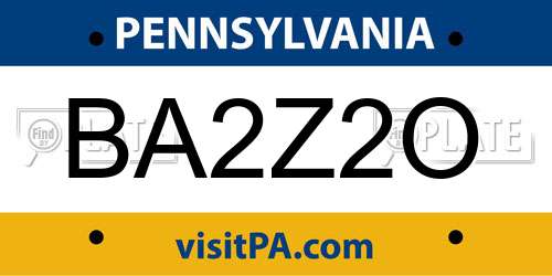 BA2Z2O Pennsylvania License Plate