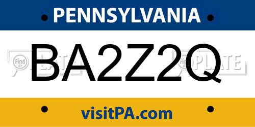 BA2Z2Q Pennsylvania License Plate