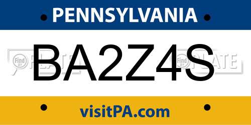 BA2Z4S Pennsylvania License Plate