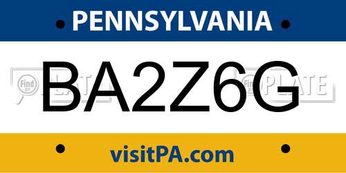 BA2Z6G Pennsylvania License Plate