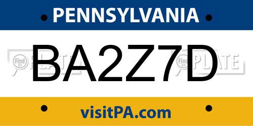 BA2Z7D Pennsylvania License Plate