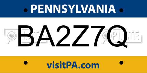 BA2Z7Q Pennsylvania License Plate