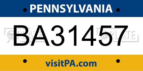 BA31457 Pennsylvania License Plate