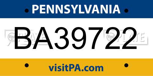 BA39722 Pennsylvania License Plate