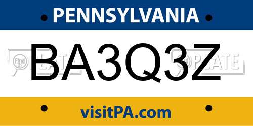BA3Q3Z Pennsylvania License Plate