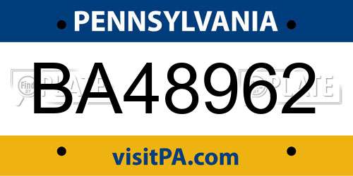 BA48962 Pennsylvania License Plate