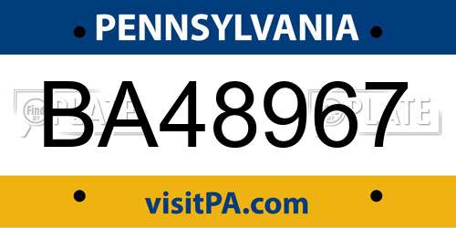 BA48967 Pennsylvania License Plate