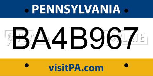 BA4B967 Pennsylvania License Plate