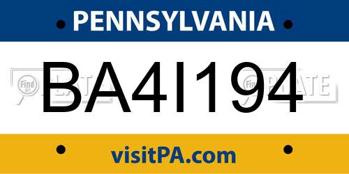 BA4I194 Pennsylvania License Plate