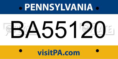 BA55120 Pennsylvania License Plate