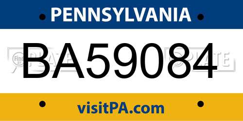 BA59084 Pennsylvania License Plate