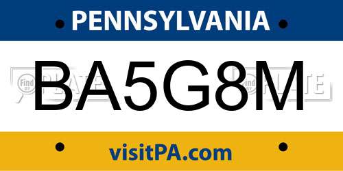 BA5G8M Pennsylvania License Plate