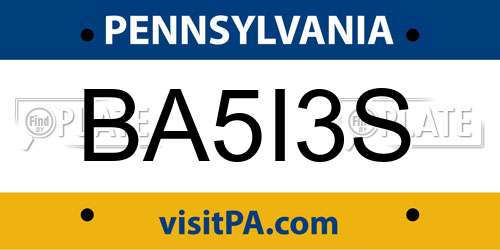 BA5I3S Pennsylvania License Plate
