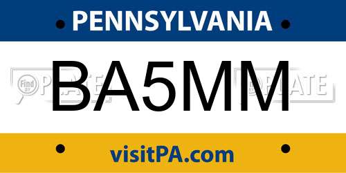 BA5MM Pennsylvania License Plate