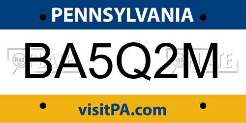 BA5Q2M Pennsylvania License Plate