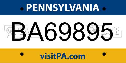 BA69895 Pennsylvania License Plate