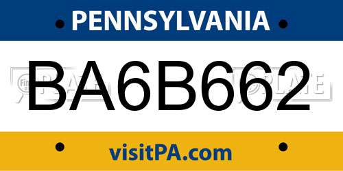 BA6B662 Pennsylvania License Plate