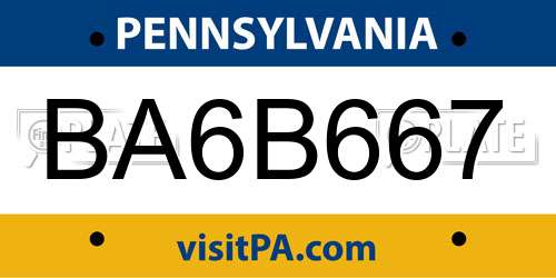 BA6B667 Pennsylvania License Plate