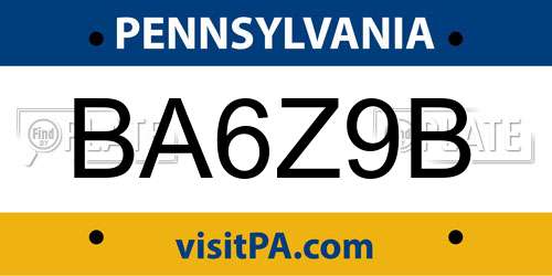 BA6Z9B Pennsylvania License Plate
