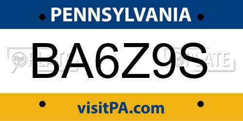 BA6Z9S Pennsylvania License Plate