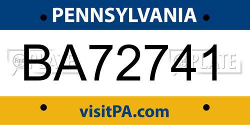 BA72741 Pennsylvania License Plate