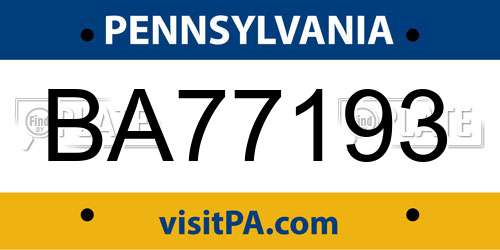 BA77193 Pennsylvania License Plate