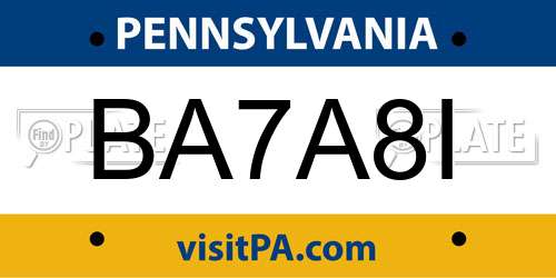 BA7A8I Pennsylvania License Plate