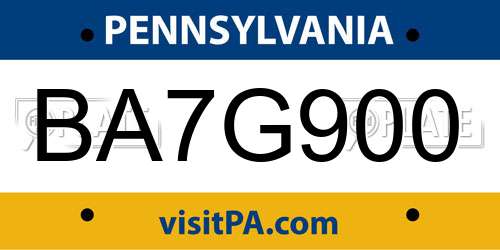 BA7G900 Pennsylvania License Plate