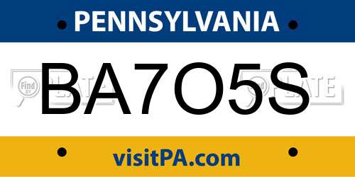 BA7O5S Pennsylvania License Plate