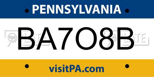 BA7O8B Pennsylvania License Plate