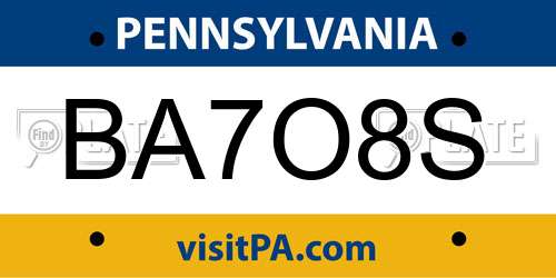 BA7O8S Pennsylvania License Plate