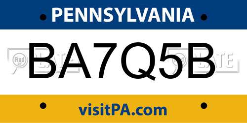 BA7Q5B Pennsylvania License Plate