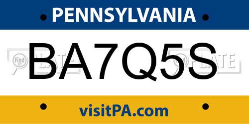 BA7Q5S Pennsylvania License Plate