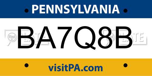 BA7Q8B Pennsylvania License Plate