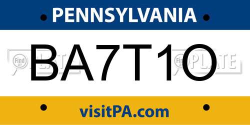 BA7T1O Pennsylvania License Plate