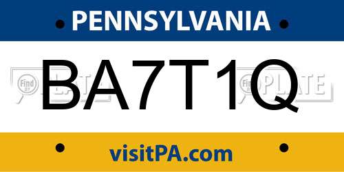 BA7T1Q Pennsylvania License Plate