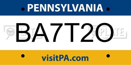BA7T2O Pennsylvania License Plate