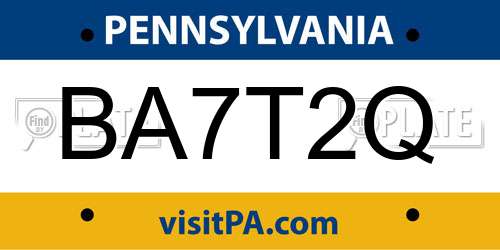 BA7T2Q Pennsylvania License Plate