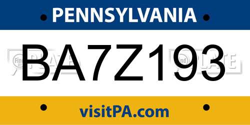 BA7Z193 Pennsylvania License Plate